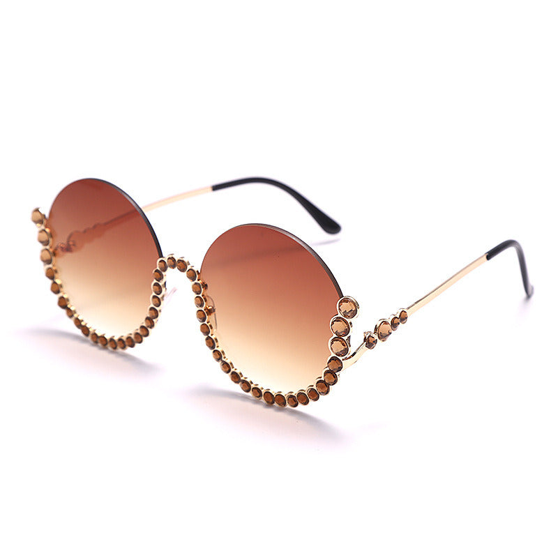 Fashion Round Sunglasses Women Diamond Glasses Retro Sunglass Female Luxury Brand Design Eyewear UV400 Sun Glass Shades