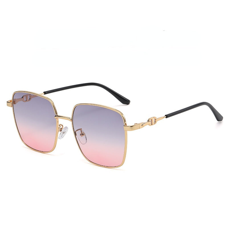 Fashion Square Sunglasses Women Mental Sunglass Vintage Sun Glass Men Luxury Brand Design Eyewear UV400 Gradient Pink Shades