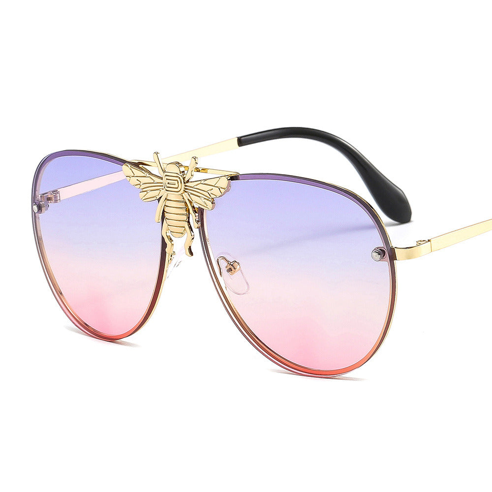 Fashion Pilot Sunglasses Women Large Frame Glasses Retro Bee Sunglass Men Luxury Brand Design Eyewear UV400 Sun Glass Shades