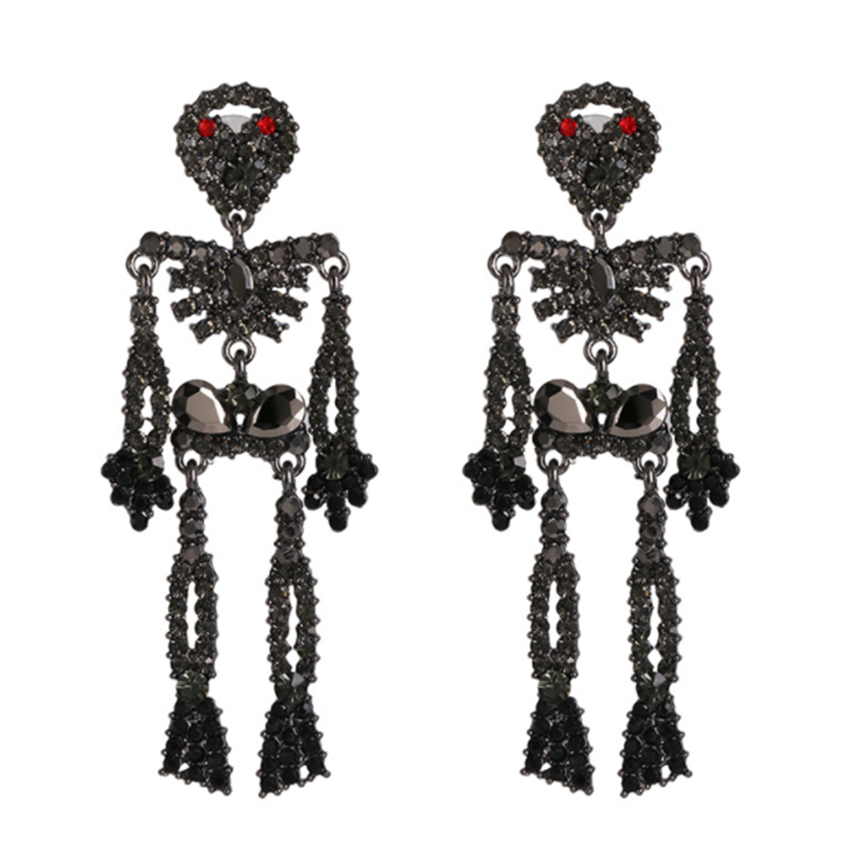 Women Girls Halloween Crystal Skeleton Earrings