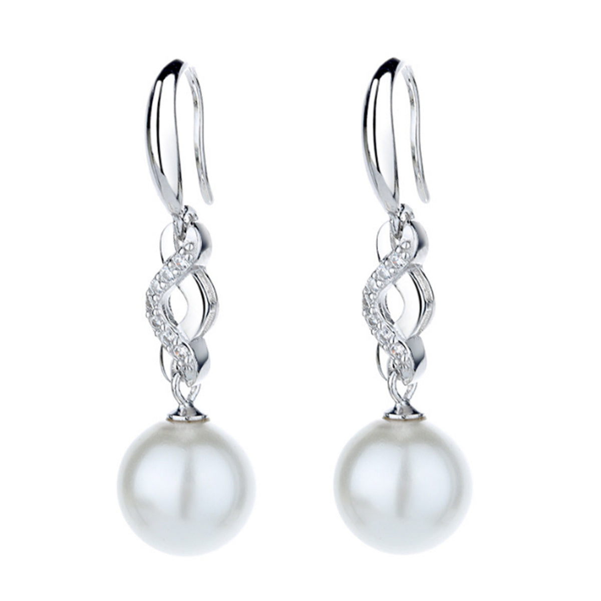 Silver Pearl Earrings for Women Dangle Drop Earrings