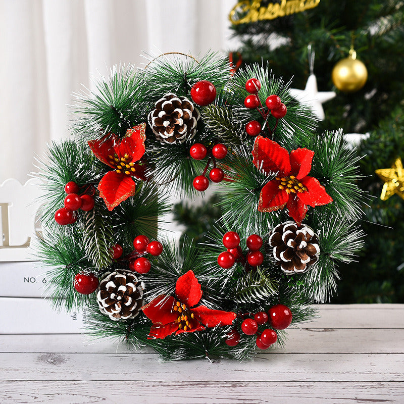 Christmas Wreath Merry Christmas Decorations Ornaments Front Door Hanging Window Wreaths Props Background Xmas Tree Decoration