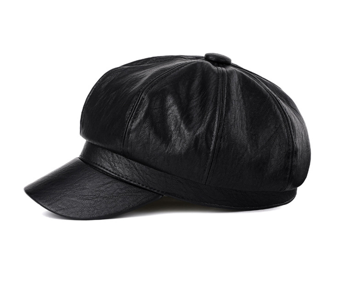 Women's Leather Octagonal Hat Newsboy Flat Cap Berets