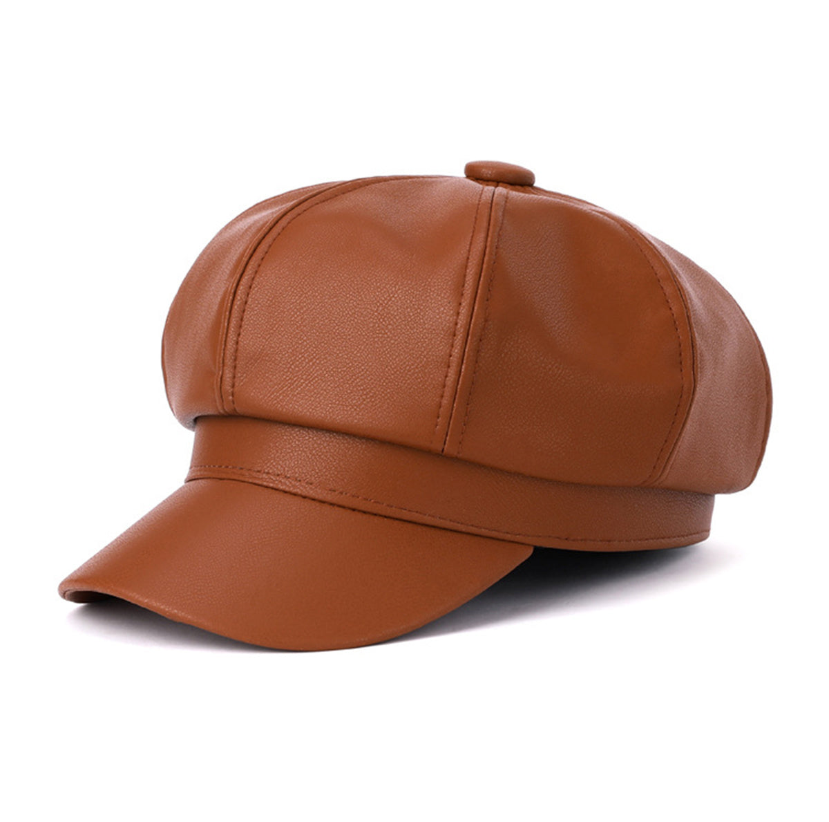 Women's Leather Octagonal Hat Newsboy Flat Cap Berets