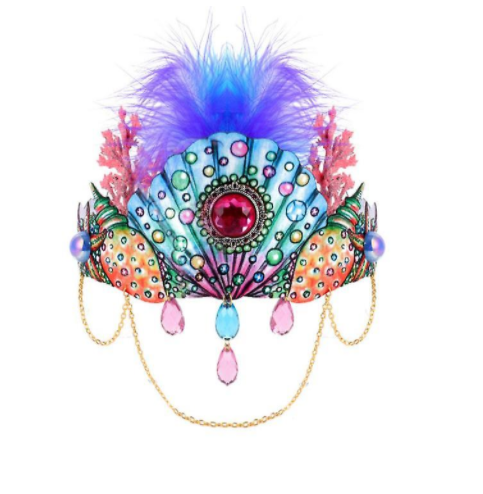 Mardi Gras Party Women's Feather Ocean Shell Coral Collection Hair Bands Crown