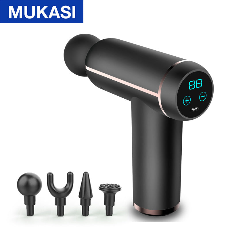 MUKASI LCD Display Massage Gun Portable Percussion Pistol Massager For Body Neck Deep Tissue Muscle Relaxation Gout Pain Relief