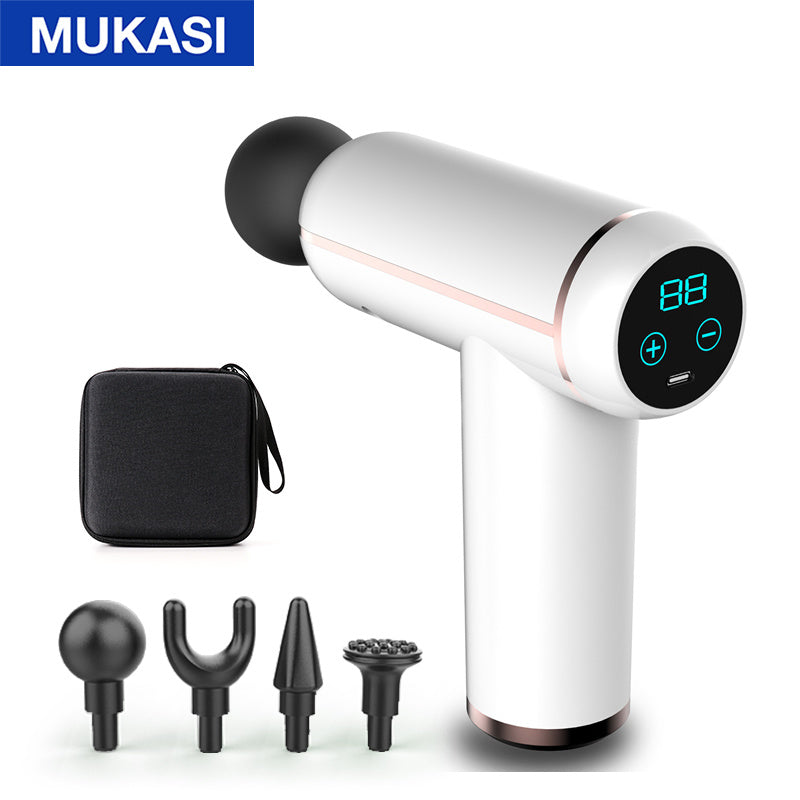 MUKASI LCD Display Massage Gun Portable Percussion Pistol Massager For Body Neck Deep Tissue Muscle Relaxation Gout Pain Relief