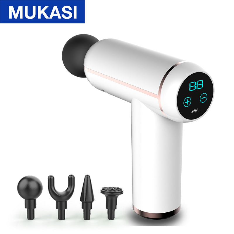 MUKASI LCD Display Massage Gun Portable Percussion Pistol Massager For Body Neck Deep Tissue Muscle Relaxation Gout Pain Relief