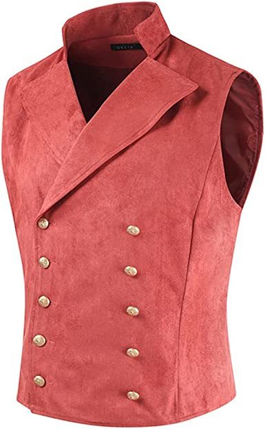 Men's Solid Color Double Breasted Vest Slim FIt Fashion Business Waistcoat