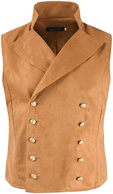 Men's Solid Color Double Breasted Vest Slim FIt Fashion Business Waistcoat