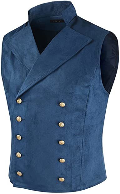 Men's Solid Color Double Breasted Vest Slim FIt Fashion Business Waistcoat