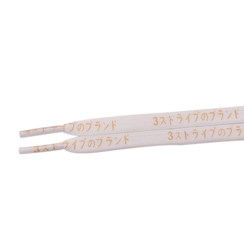 Weiou Manufacturer Drop-shipping Hot Sale Top10 Printed Japanese Katakana Letters Golden Ribbon Flat Polyester Shoelaces
