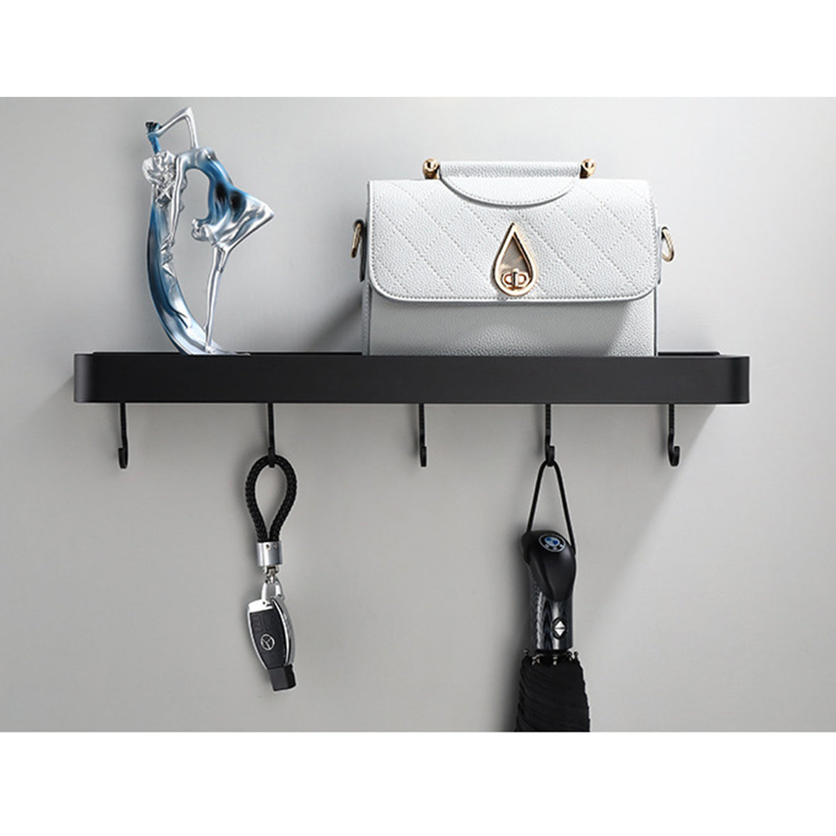 Bathroom Towel Rack with Hook and Rod Apace Aluminum Shelf