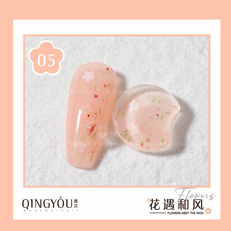 Nail Polish Flowers Petal Translucent Soft Semi Permanent Varnish Hybird UV Acry Japanese Wind Nail Art Soak Off Gel