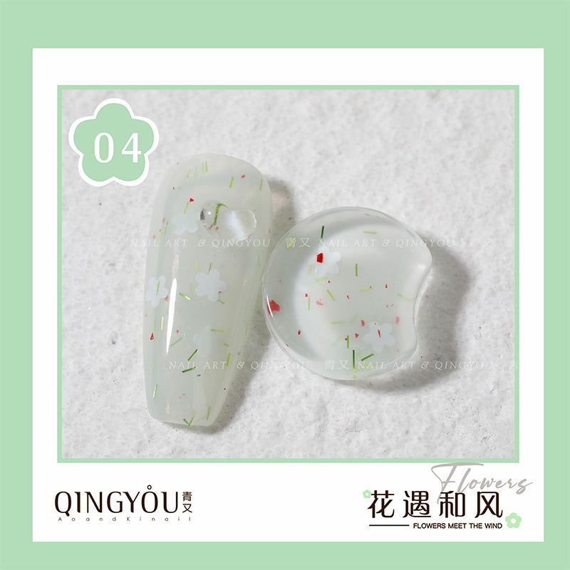 Nail Polish Flowers Petal Translucent Soft Semi Permanent Varnish Hybird UV Acry Japanese Wind Nail Art Soak Off Gel