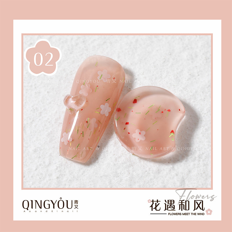 Nail Polish Flowers Petal Translucent Soft Semi Permanent Varnish Hybird UV Acry Japanese Wind Nail Art Soak Off Gel