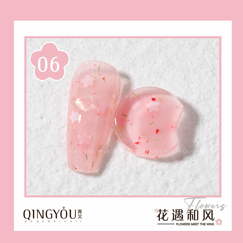 Nail Polish Flowers Petal Translucent Soft Semi Permanent Varnish Hybird UV Acry Japanese Wind Nail Art Soak Off Gel