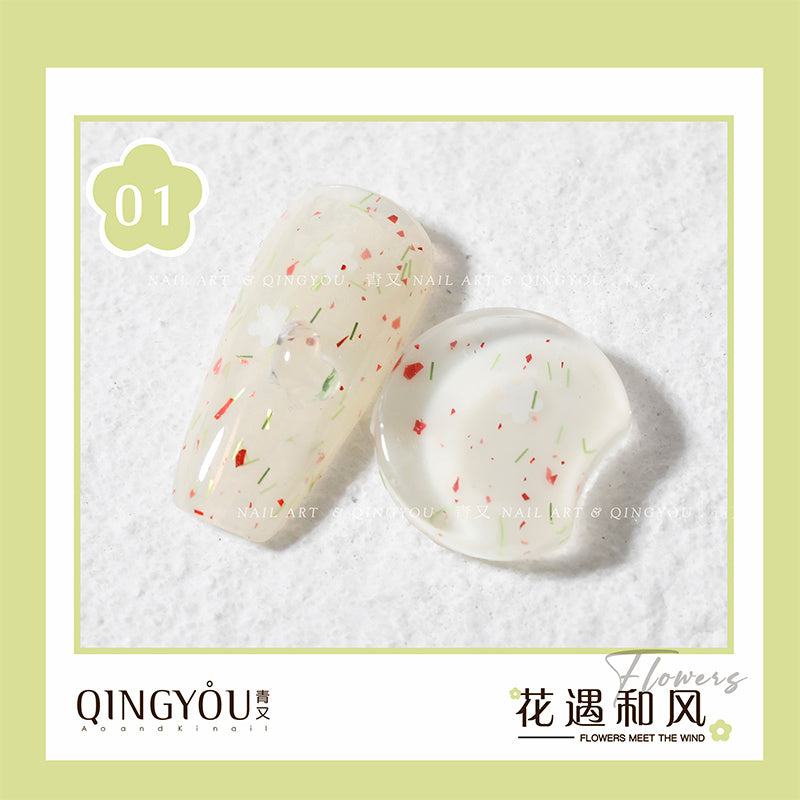 Nail Polish Flowers Petal Translucent Soft Semi Permanent Varnish Hybird UV Acry Japanese Wind Nail Art Soak Off Gel