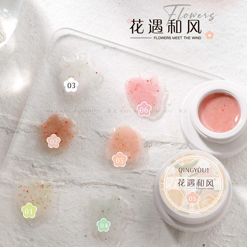 Nail Polish Flowers Petal Translucent Soft Semi Permanent Varnish Hybird UV Acry Japanese Wind Nail Art Soak Off Gel