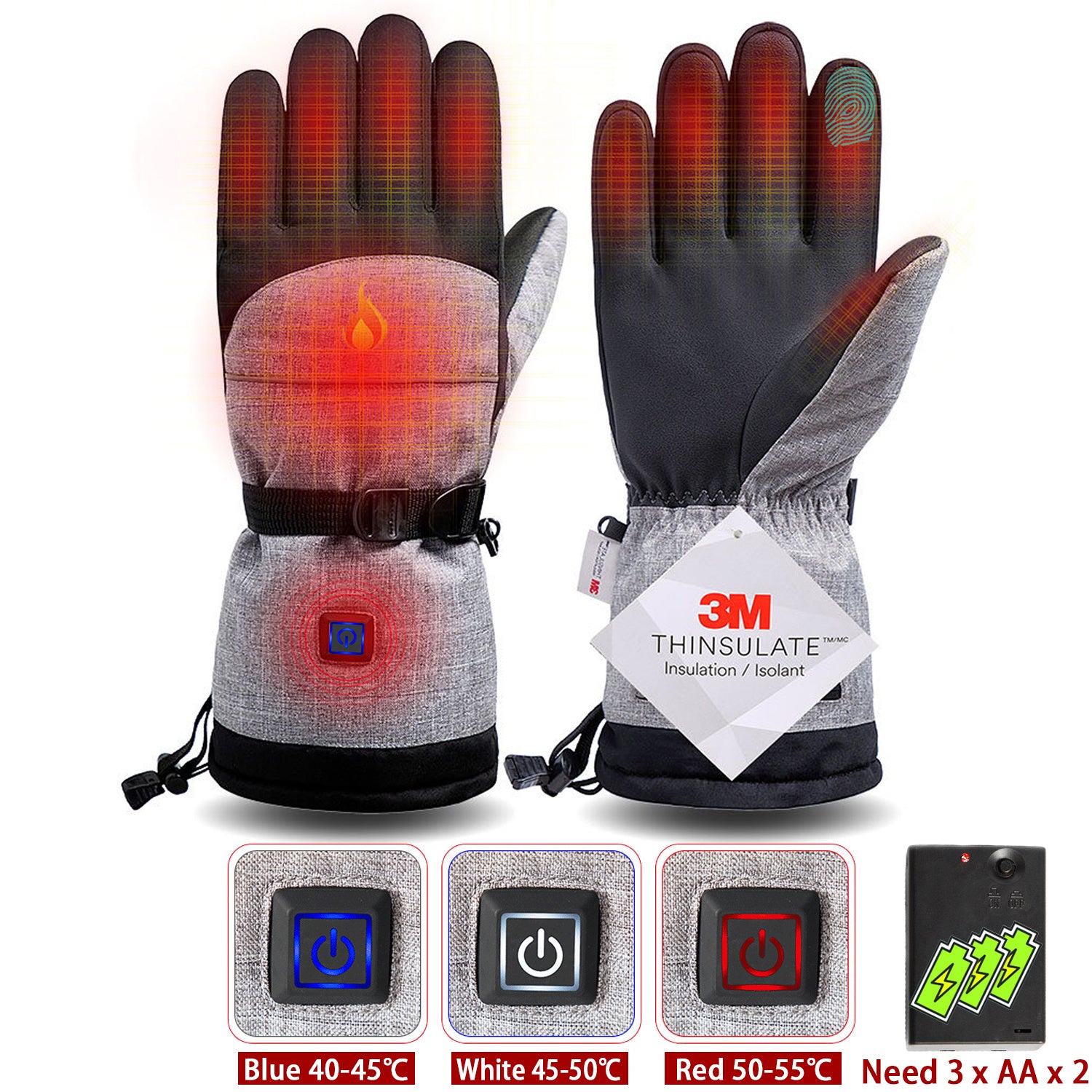 Winter Gloves 3M Cotton Heating Hand Warmer Electric Thermal Gloves Waterproof Snowboard Cycling Motorcycle Bicycle Ski Outdoor