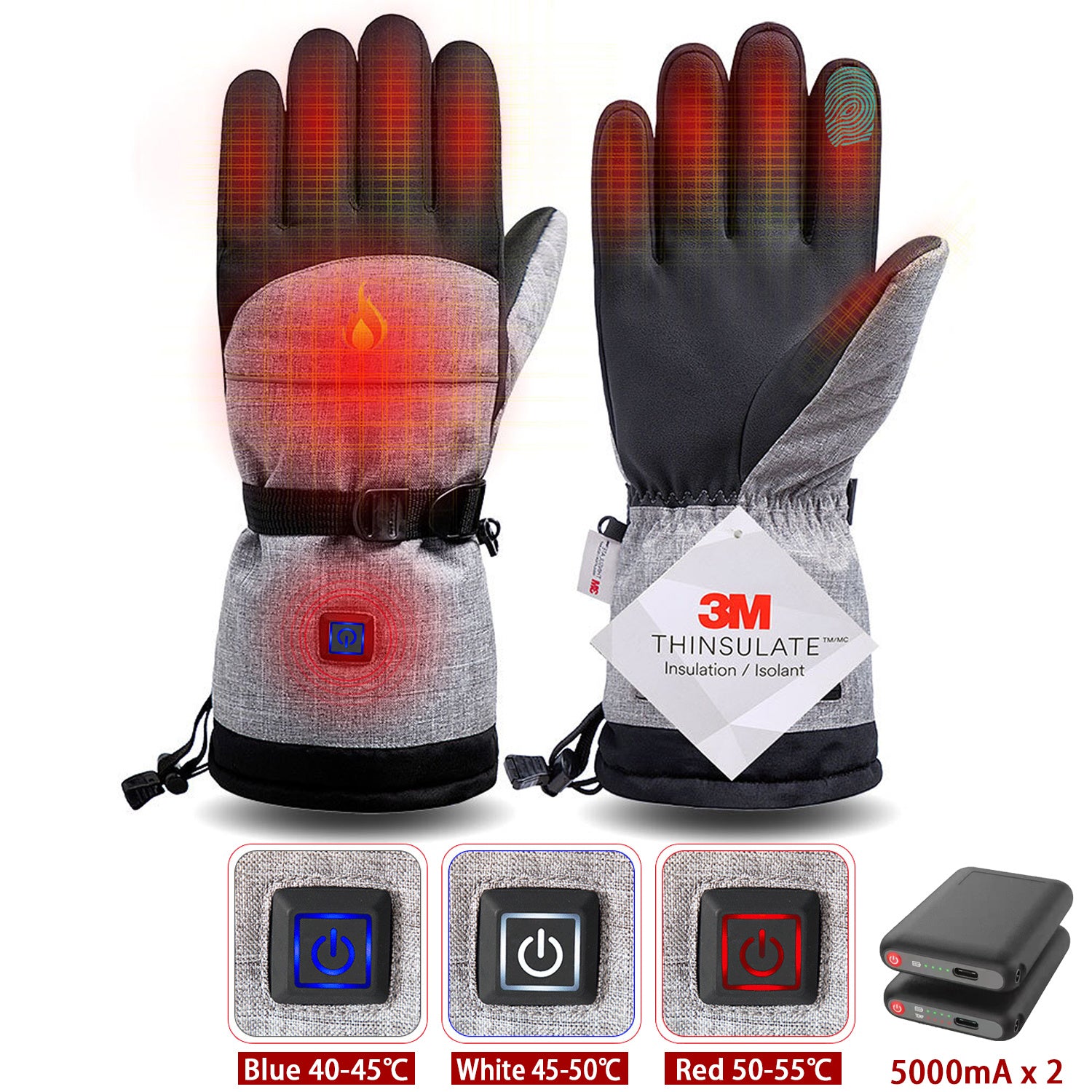 Winter Gloves 3M Cotton Heating Hand Warmer Electric Thermal Gloves Waterproof Snowboard Cycling Motorcycle Bicycle Ski Outdoor