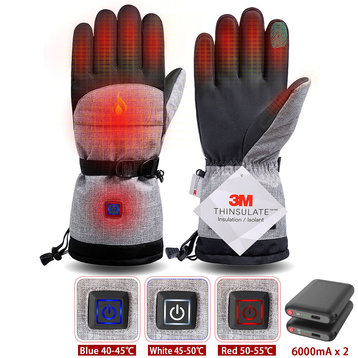 Winter Gloves 3M Cotton Heating Hand Warmer Electric Thermal Gloves Waterproof Snowboard Cycling Motorcycle Bicycle Ski Outdoor