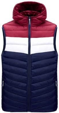 Ulooker Spring Autumn Men's Casual Hooded Jacket Stitching Cotton Vest