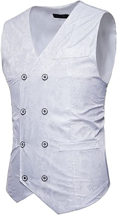 Men's Suit Vests Paisley Floral Jacquard Double-breasted V-Neck Tuxedos Fashion Classic Waistcoats Wedding Party Suit Vests