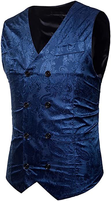 Men's Suit Vests Paisley Floral Jacquard Double-breasted V-Neck Tuxedos Fashion Classic Waistcoats Wedding Party Suit Vests