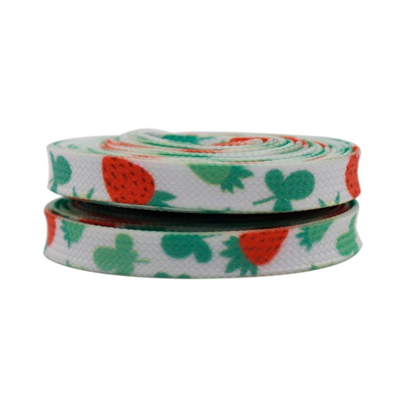 Weiou Manufacturer Wholesale Novel Design Support Custom Heat Transfer Printed Fruit Logo Sweet Strawberry Shoelaces