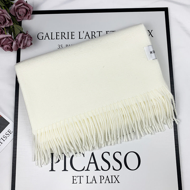 2022 Winter Scarf Solid Thicker Women Wool Cashmere Scarves Neck Head Warm Pashmina Lady Shawls And Wraps Bandana Tassel