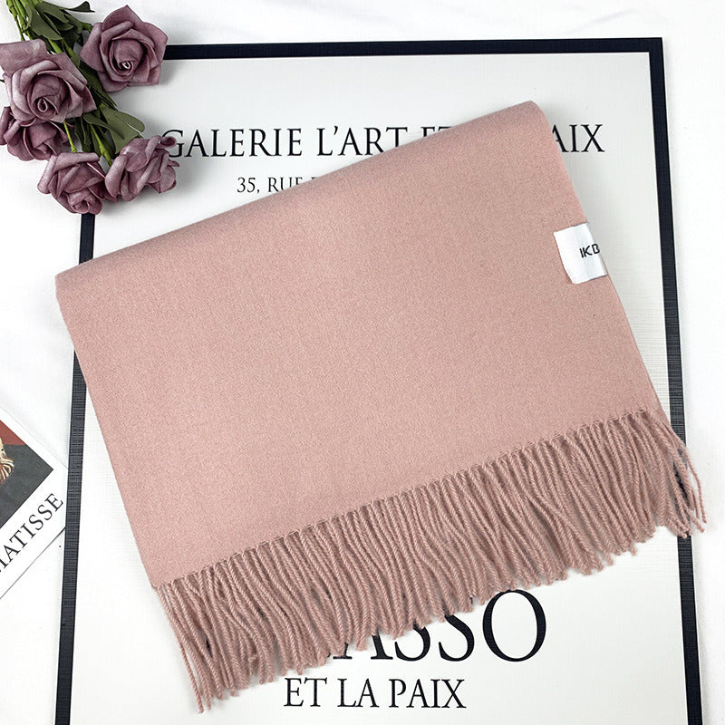 2022 Winter Scarf Solid Thicker Women Wool Cashmere Scarves Neck Head Warm Pashmina Lady Shawls And Wraps Bandana Tassel