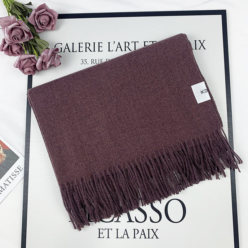 2022 Winter Scarf Solid Thicker Women Wool Cashmere Scarves Neck Head Warm Pashmina Lady Shawls And Wraps Bandana Tassel