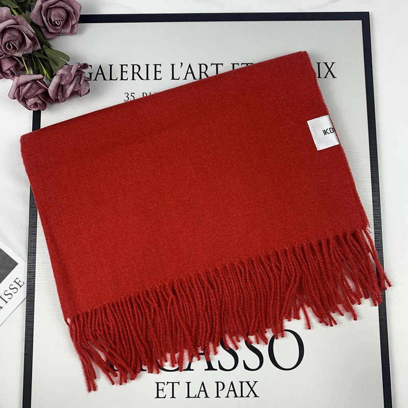 2022 Winter Scarf Solid Thicker Women Wool Cashmere Scarves Neck Head Warm Pashmina Lady Shawls And Wraps Bandana Tassel