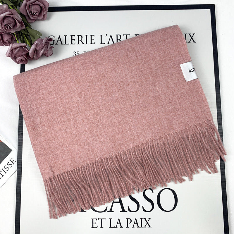 2022 Winter Scarf Solid Thicker Women Wool Cashmere Scarves Neck Head Warm Pashmina Lady Shawls And Wraps Bandana Tassel