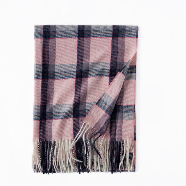 Women Winter Scarf Square Cashmere Pashmina Shawls And Wraps Female Warm Plaid Bufanda Luxury Tassel Scarves 2022 New