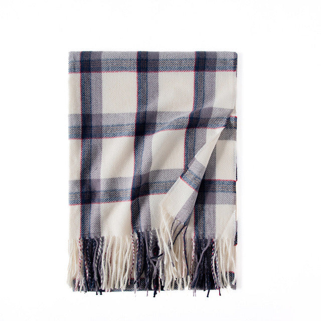 Women Winter Scarf Square Cashmere Pashmina Shawls And Wraps Female Warm Plaid Bufanda Luxury Tassel Scarves 2022 New