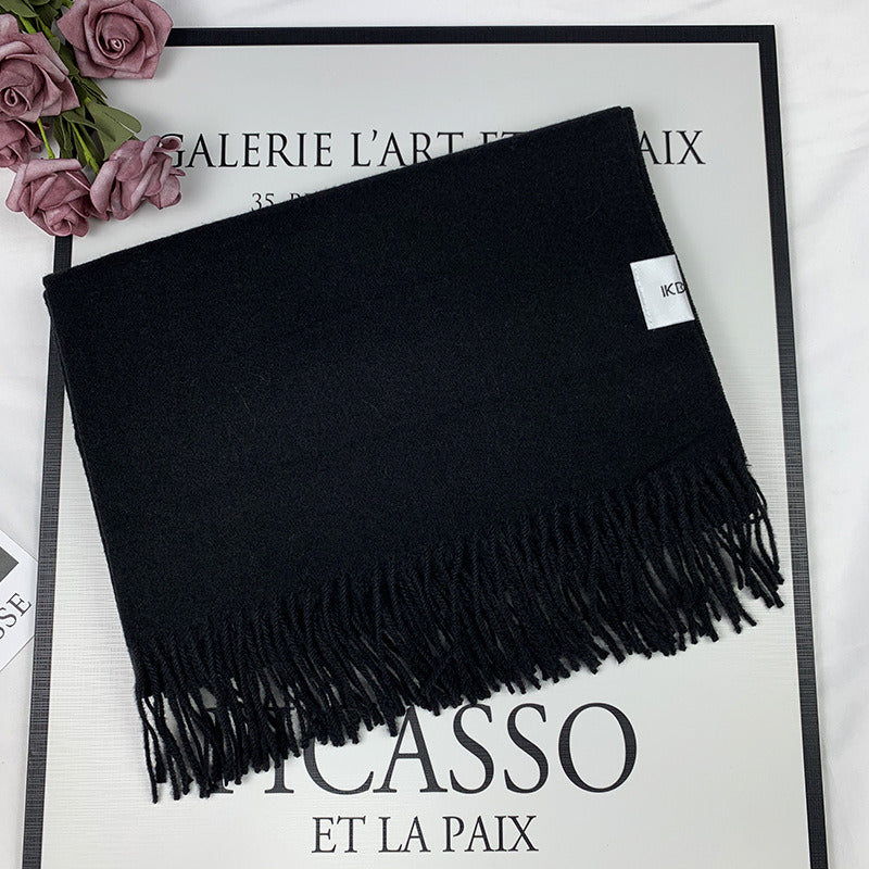 2022 Winter Scarf Solid Thicker Women Wool Cashmere Scarves Neck Head Warm Pashmina Lady Shawls And Wraps Bandana Tassel