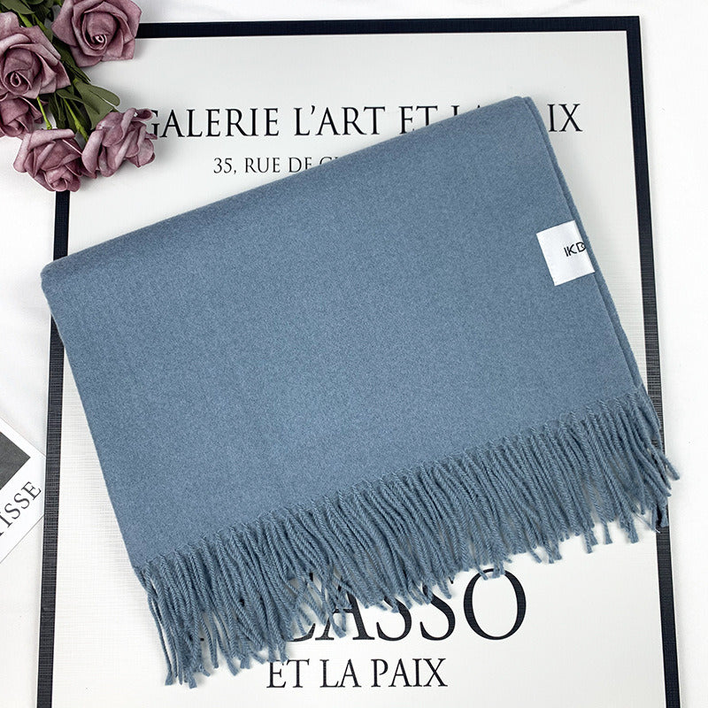 2022 Winter Scarf Solid Thicker Women Wool Cashmere Scarves Neck Head Warm Pashmina Lady Shawls And Wraps Bandana Tassel