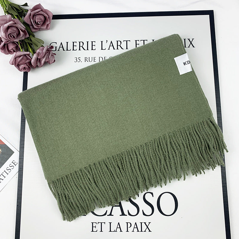 2022 Winter Scarf Solid Thicker Women Wool Cashmere Scarves Neck Head Warm Pashmina Lady Shawls And Wraps Bandana Tassel