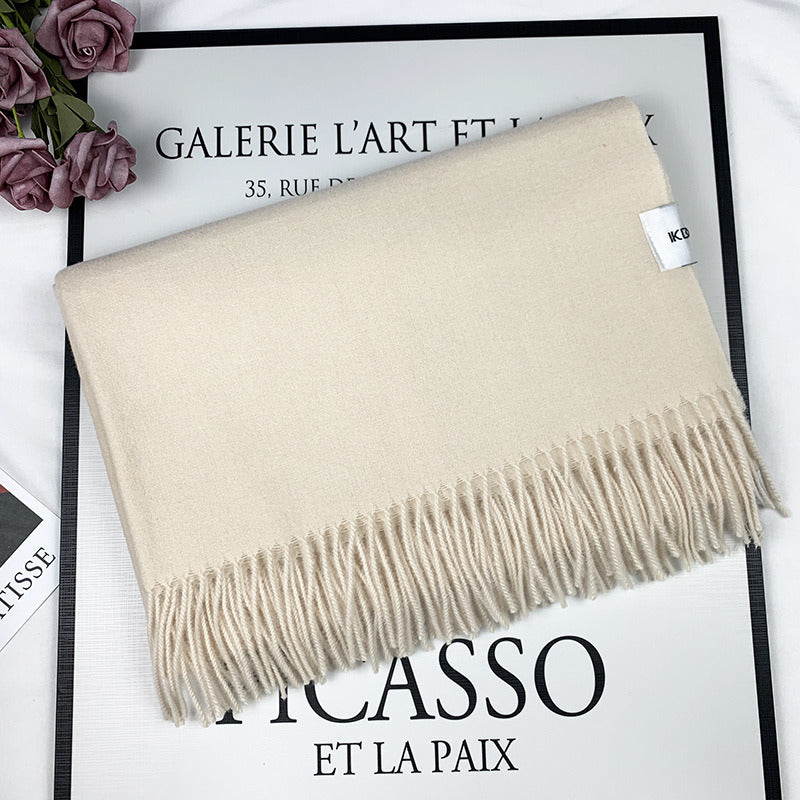 2022 Winter Scarf Solid Thicker Women Wool Cashmere Scarves Neck Head Warm Pashmina Lady Shawls And Wraps Bandana Tassel