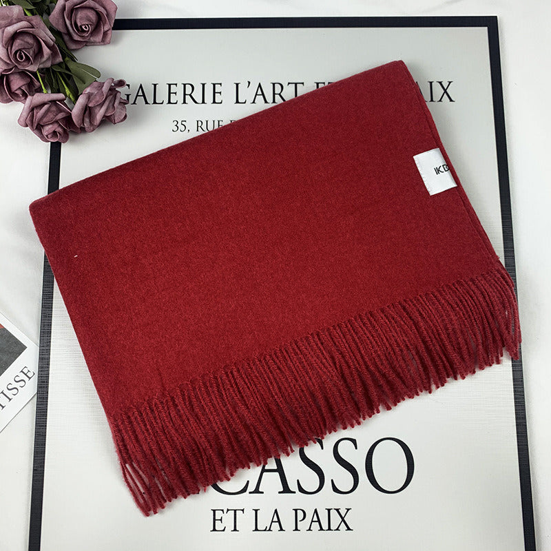 2022 Winter Scarf Solid Thicker Women Wool Cashmere Scarves Neck Head Warm Pashmina Lady Shawls And Wraps Bandana Tassel