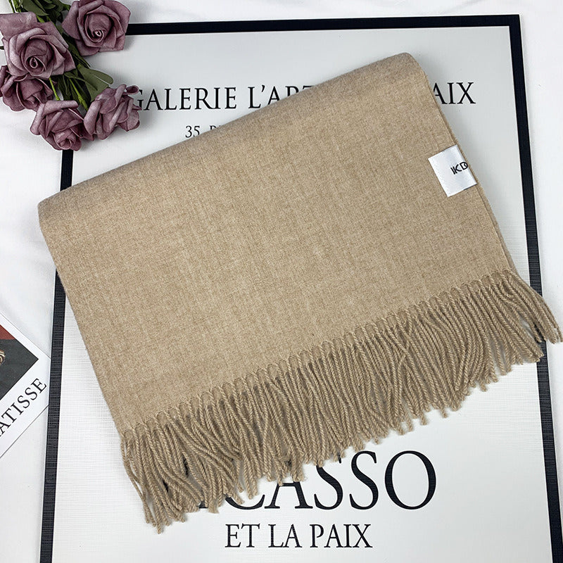 2022 Winter Scarf Solid Thicker Women Wool Cashmere Scarves Neck Head Warm Pashmina Lady Shawls And Wraps Bandana Tassel