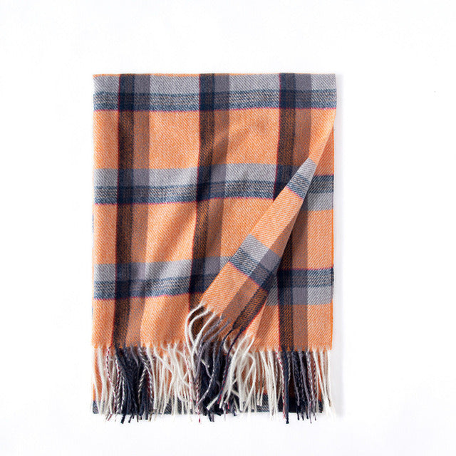 Women Winter Scarf Square Cashmere Pashmina Shawls And Wraps Female Warm Plaid Bufanda Luxury Tassel Scarves 2022 New