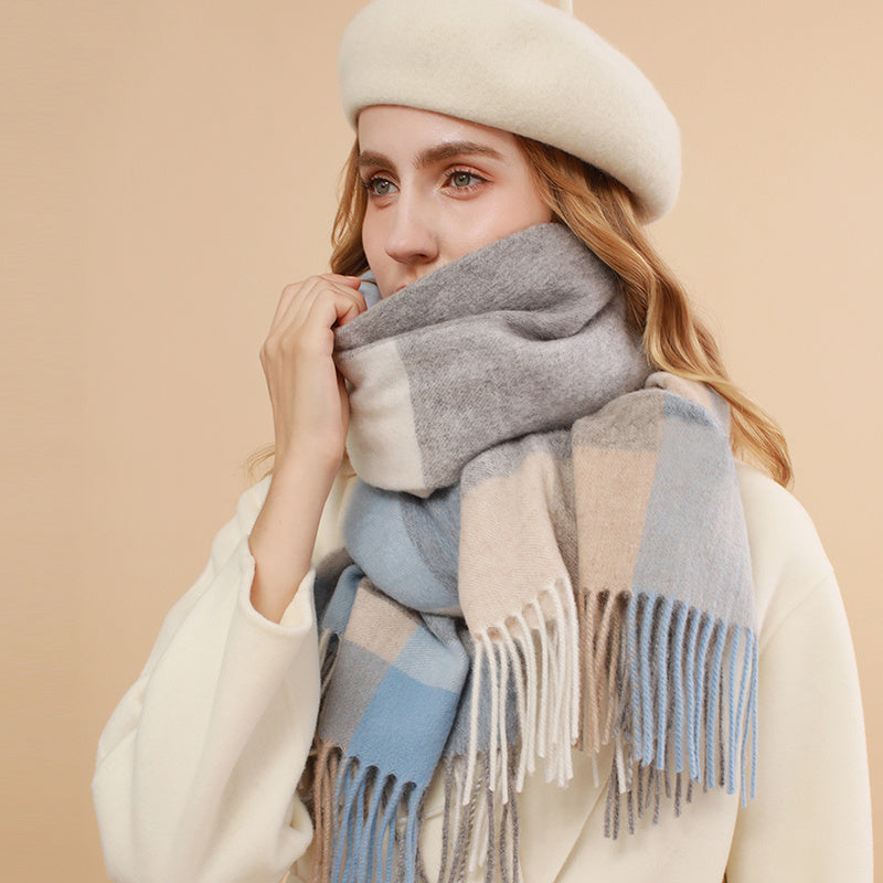 2022 Winter Wool Women&#39;s Scarves Women&#39;s Luxury Brand Scarves Women&#39;s Fringe Turbans Women&#39;s Wool Plaid Shawl Wraps Fala Cashmer