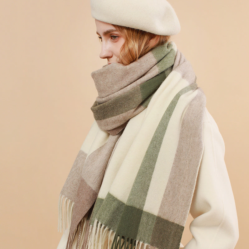 2022 Winter Wool Women&#39;s Scarves Women&#39;s Luxury Brand Scarves Women&#39;s Fringe Turbans Women&#39;s Wool Plaid Shawl Wraps Fala Cashmer