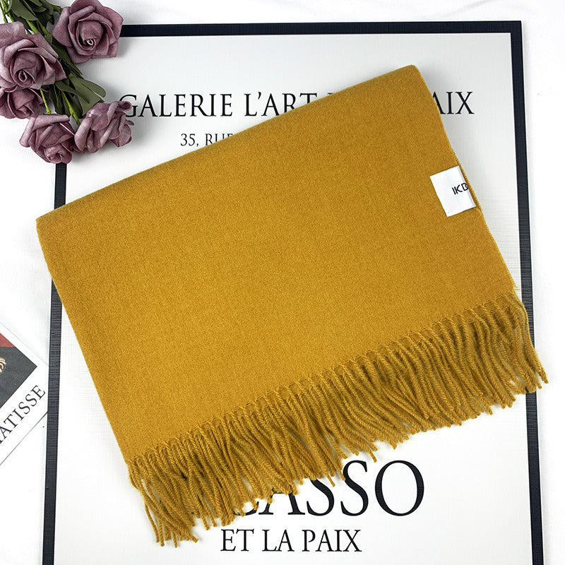 2022 Winter Scarf Solid Thicker Women Wool Cashmere Scarves Neck Head Warm Pashmina Lady Shawls And Wraps Bandana Tassel