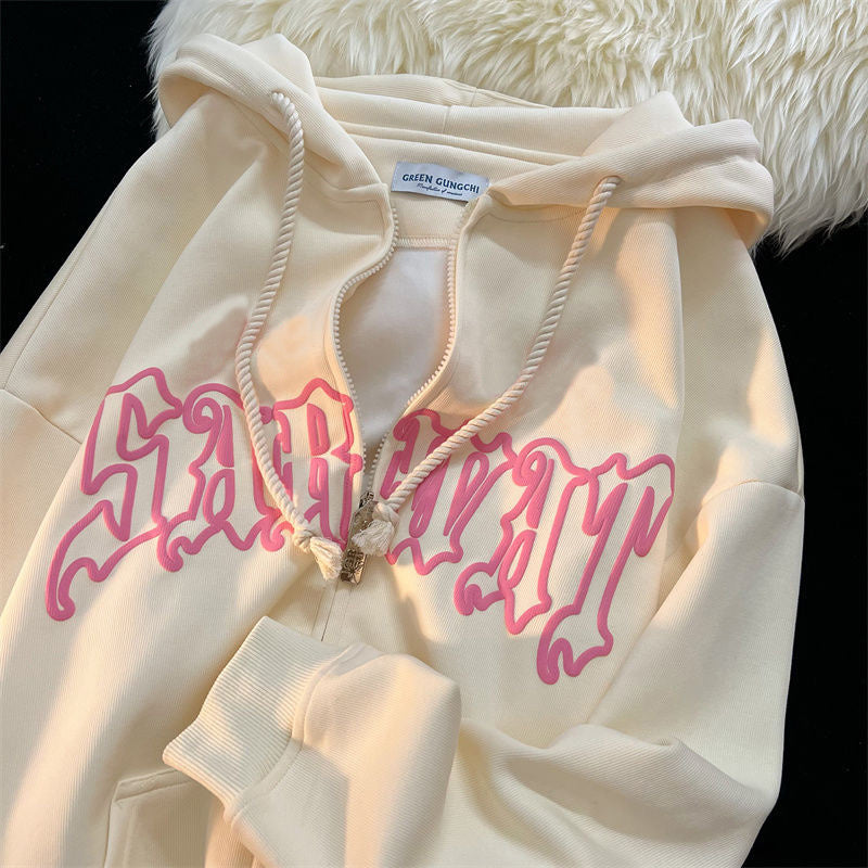 Letter Print Hoodies Women Autumn Harajuku Hip Hop Zip Up Hooded Sweatshirts Fashion Punk Sports Jacket Streetwear Y2K Clothes