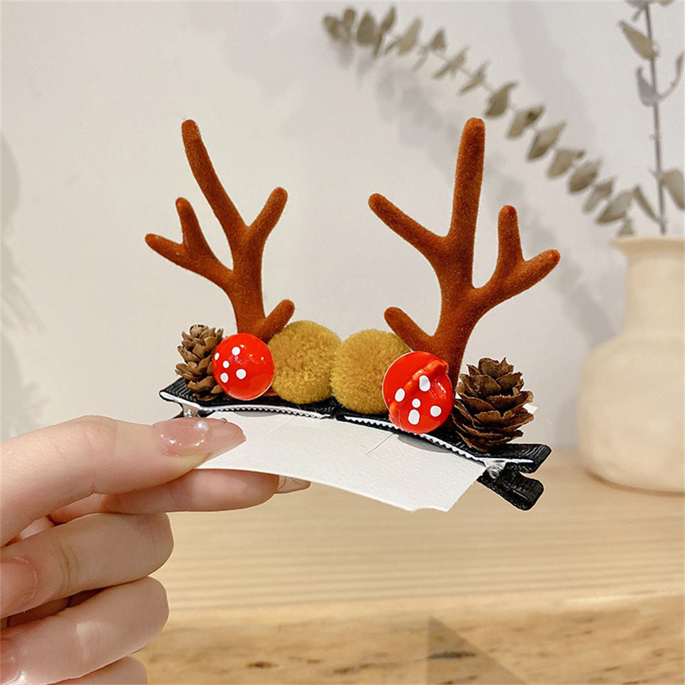 2pcs/Set Kawaii Christmas Elk Ear Hair Clip Women Girl Santa Snowman Hairpin Xmas Party Barrettes For Kids Cosplay Headwear