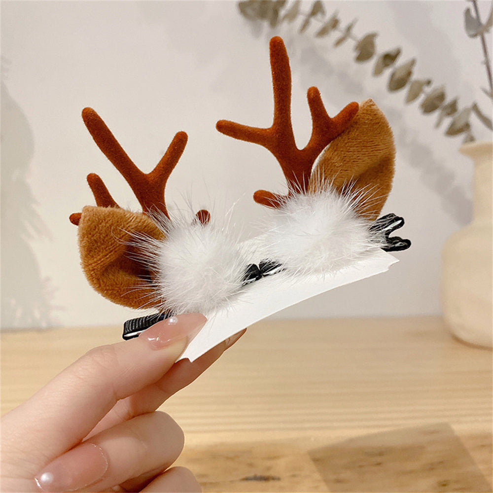 2pcs/Set Kawaii Christmas Elk Ear Hair Clip Women Girl Santa Snowman Hairpin Xmas Party Barrettes For Kids Cosplay Headwear